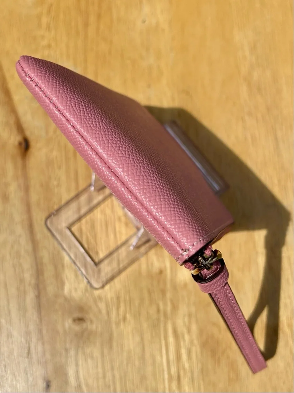 Coach Bubblegum Pink Leather Wristlet Corner Zip NWT - Picture 9 of 16